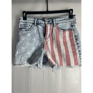 Judy Blue American Flag Jean Shorts Large Womens Stars Stripes Red White Blue